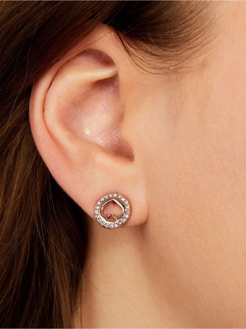 kate spade Rose Gold Spade Halo Crystal Stud Earrings